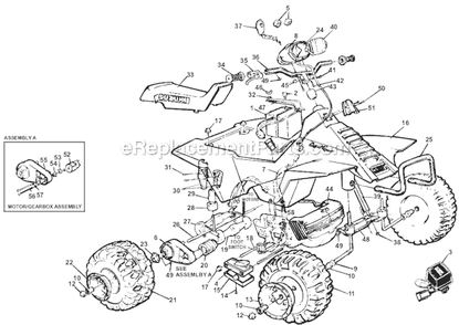 Page A Diagram and Parts List for 76262-86550  Power Wheels Ride-On ATVs